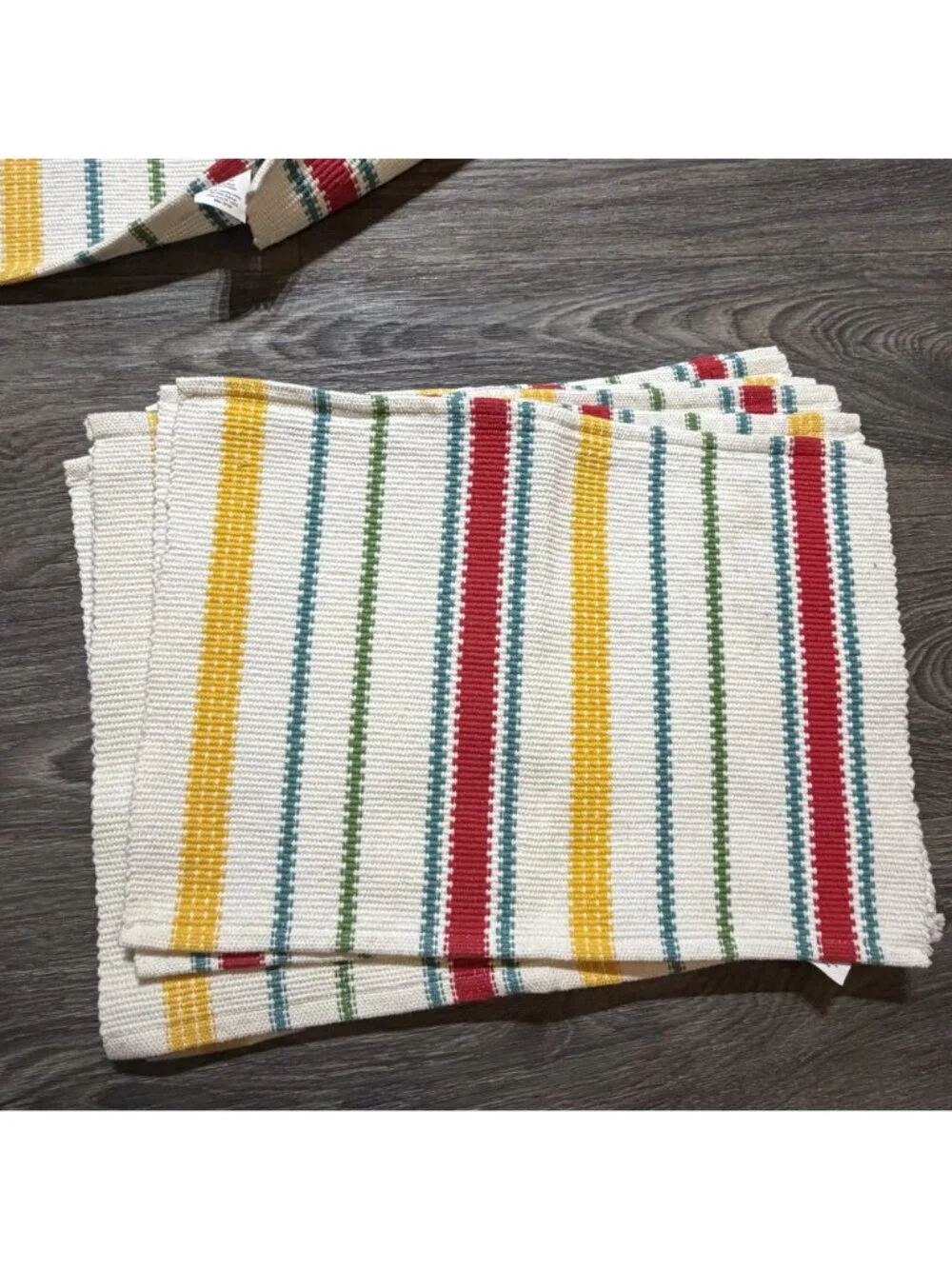 Pioneer Woman Vintage Stripe Woven Cotton Placemats Table Runner Set Multicolor